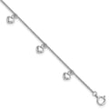 Sterling Silver Rhodium-plated Polished Hearts Children's Bracelet, 6 x 8 mm