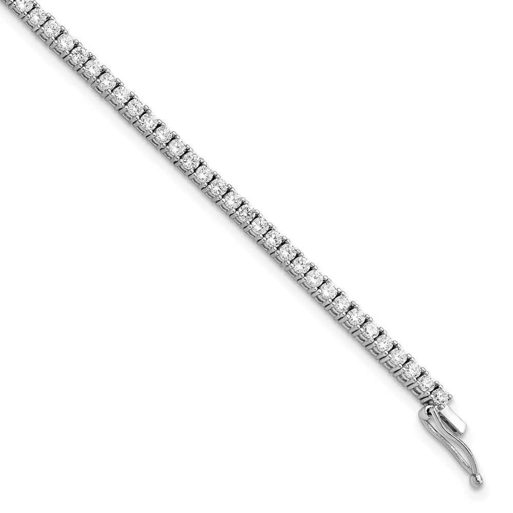 Sterling Shimmer Sterling Silver Rhodium-plated 2mm CZ 81 Stone Bracelet, 7 x 2.3 mm