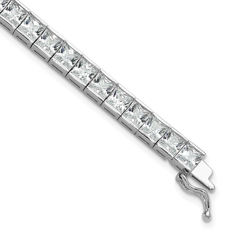 Sterling Shimmer Sterling Silver Rhodium-plated 7 inch 40 Stone CZ Bracelet, 7 x 5.11 mm