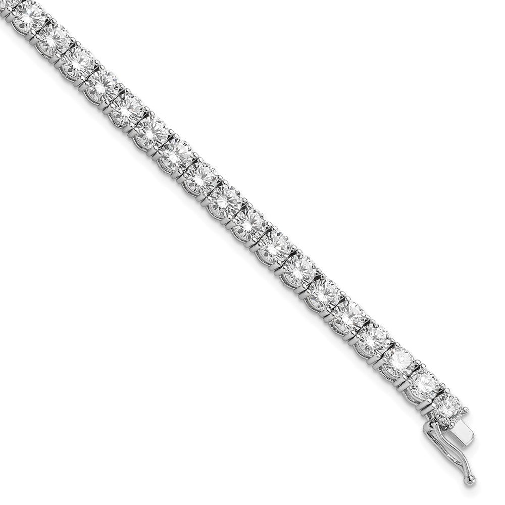 Sterling Shimmer Sterling Silver Rhodium-plated 4.5mm CZ 37 Stone 7 inch Bracelet, 7 x 4.8 mm