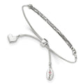 Sterling Silver Antiqued Reflections Crystal Love Heart Adjust Bracelet, 9 x 3 mm