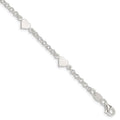 Sterling Silver Polished Hearts with .25in ext. Children's Bracelet, 5.75 x 7 mm
