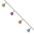 Sterling Silver Polished Multi-color Enameled Ladybugs Children's Bracelet, 6 x 12 mm