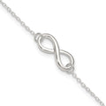 Sterling Silver Infinity 9 inch Plus 1 inch Extender - Total 10 inch Anklet, 10 mm