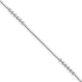 Sterling Silver Rhodium-plated Beaded 10 inch Plus 0.5 inch extender - Total 10.5 inch Anklet, 10.5 mm