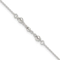 Sterling Silver Beaded 9 inch Plus 1 inch Extender - Total 10 inch Anklet, 10 mm