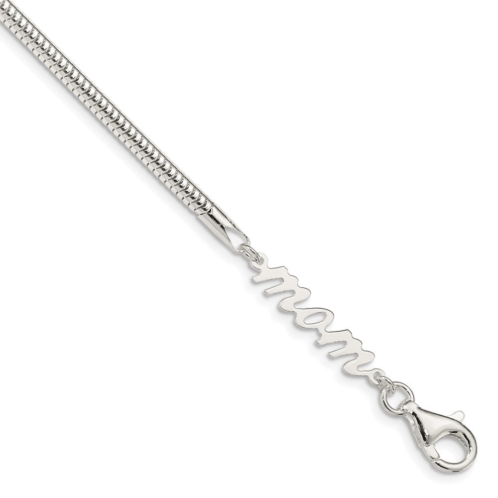 Sterling Silver MOM Bracelet, 7.5 x 2.85 mm