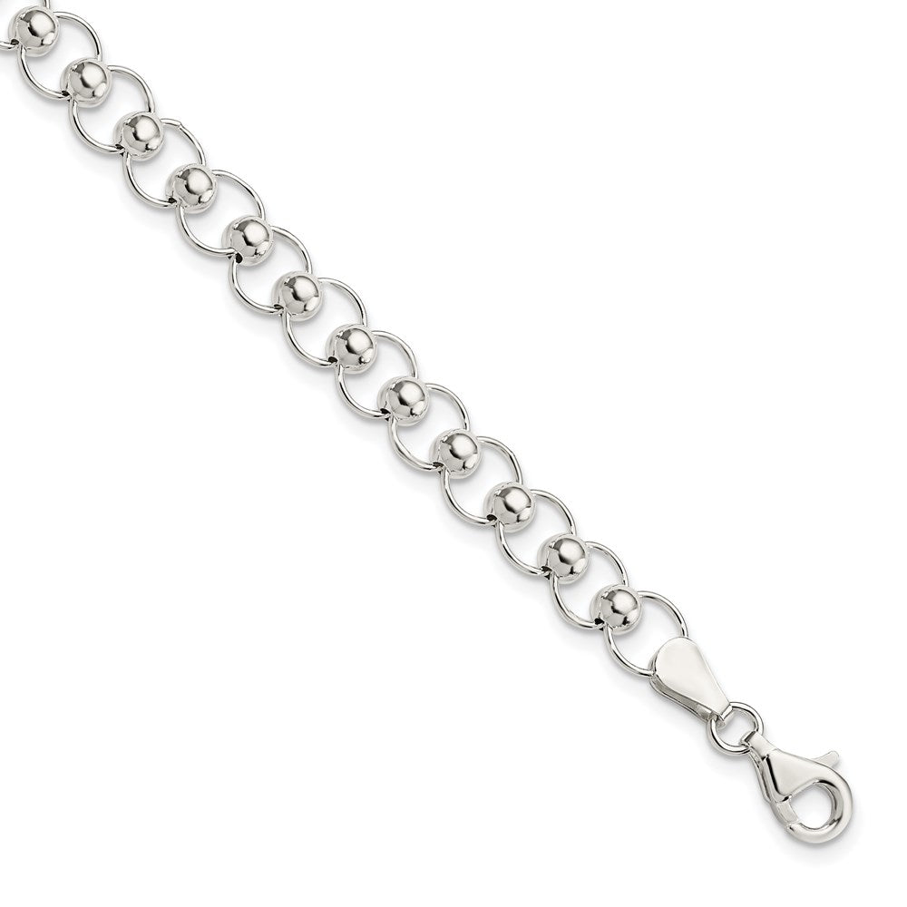 Sterling Silver Polished Beaded Bracelet, 7.5 mm