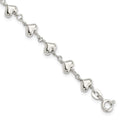 Sterling Silver Polished Heart Link Bracelet, 7.25 x 6.85 mm