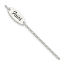 Sterling Silver Polished Enamel FAITH and Cross Bracelet, 7.5 mm
