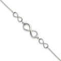 Sterling Silver Rhodium-plated Polished Infinity Symbol Bracelet, 7.25 mm