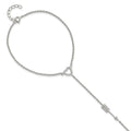 Sterling Silver Rh-plated Polished CZ Heart/Arrow Attached Ring/Bracelet, 7 mm