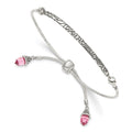 Sterling Silver Antiqued Pink Crystal Briolette Adjustable Bracelet, 3.5 mm