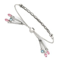 Sterling Silver Antiqued Crystal Briolette Adjustable Bracelet, 3.6 mm