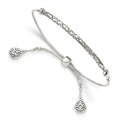 Sterling Silver Antiqued Filigree Drops Adjustable Bracelet, 3.5 mm
