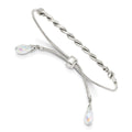 Sterling Silver Antiqued Crystal Tassel Adjustable Bracelet, 3.5 mm