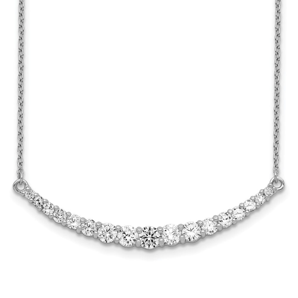 Sterling Silver Rhodium-plated CZ w/2in ext. Bar Necklace, 18 x 52 mm