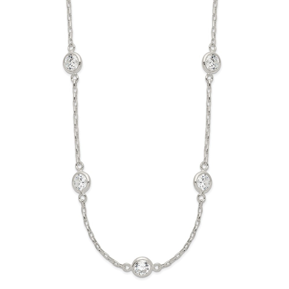 Sterling Silver Polished 5-Station CZ Necklace, 18 x 12 mm