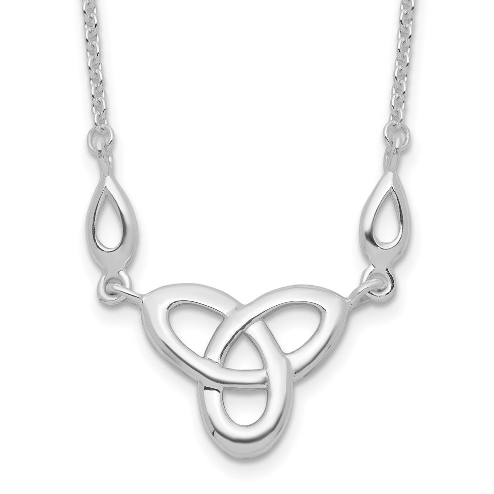 Sterling Silver Rhodium-plated Polished Celtic Knot 16 inch Necklace with 1.5 inch extension, 16 mm