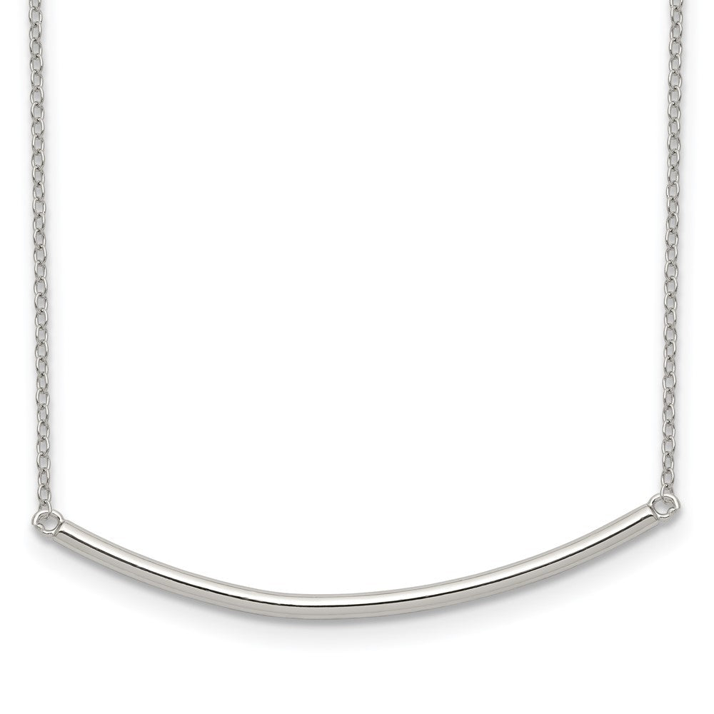 Sterling Silver Rhodium-plated Polished w/1 inch ext. Bar Necklace, 17 x 45 mm