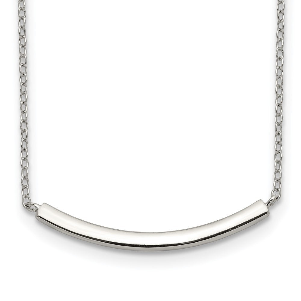 Sterling Silver Rhodium-plated w/2in ext. Bar Necklace, 18 x 30 mm
