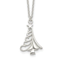 Sterling Silver Polished Christmas Tree Necklace, 18 mm