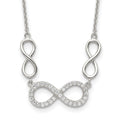 Sterling Silver RH-plated Polished CZ Infinity Symbol Necklace, 18 x 24 mm
