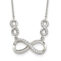 Sterling Silver Rhodium-plated Polished CZ Infinity Symbol Necklace, 18 x 27 mm