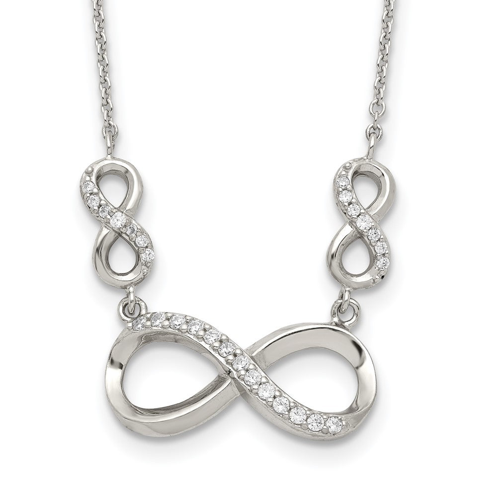 Sterling Silver Rhodium-plated Polished CZ Infinity Symbol Necklace, 18 x 27 mm