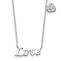 Sterling Silver Rhodium-plated Polished LOVE with CZ Heart Necklace, 18 x 19 mm