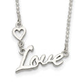 Sterling Silver Polished LOVE w/Heart Necklace, 18 x 20 mm