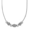 Sterling Silver Rhodium-plated Polished Filigree Bead Necklace, 18 x 6 mm