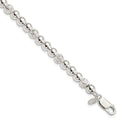 Sterling Silver Polished Diamond-cut Beaded Bracelet, 7.5 mm