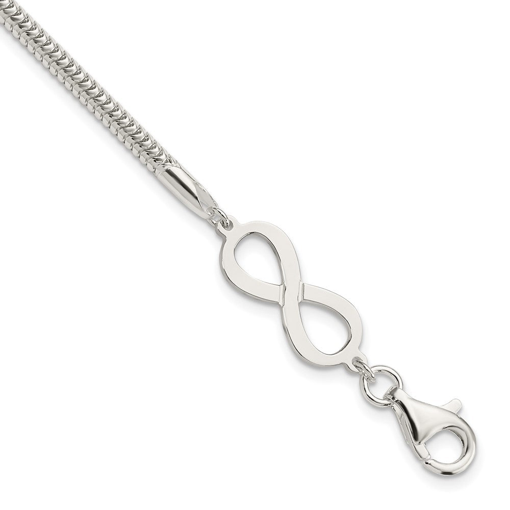 Sterling Silver Infinity Symbol Bracelet, 7.5 x 8.3 mm