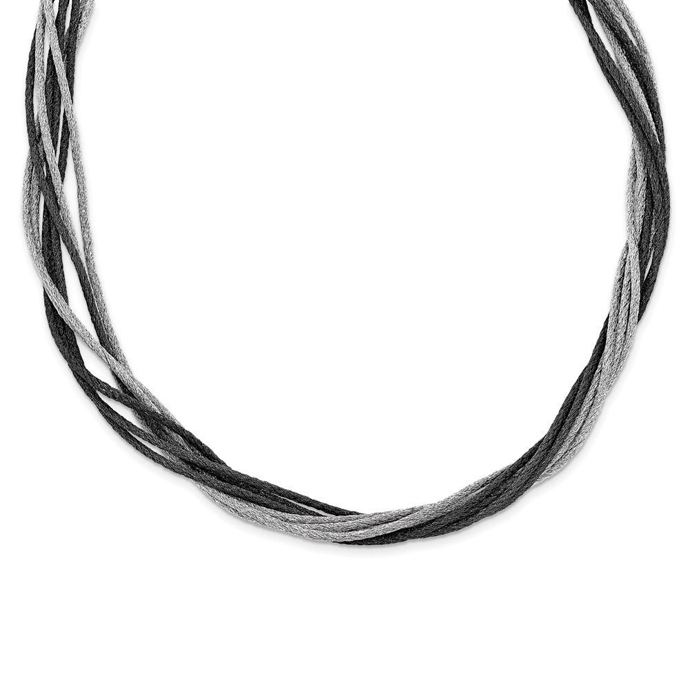 Sterling Silver Black Rhodium Wire Mesh Necklace, 18 mm