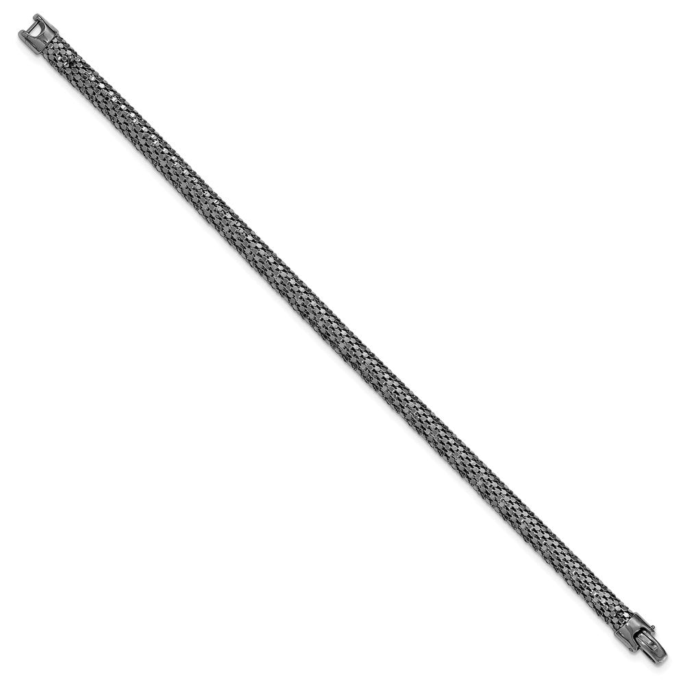 Sterling Silver Black Rhodium Mesh Bracelet, 7.5 mm