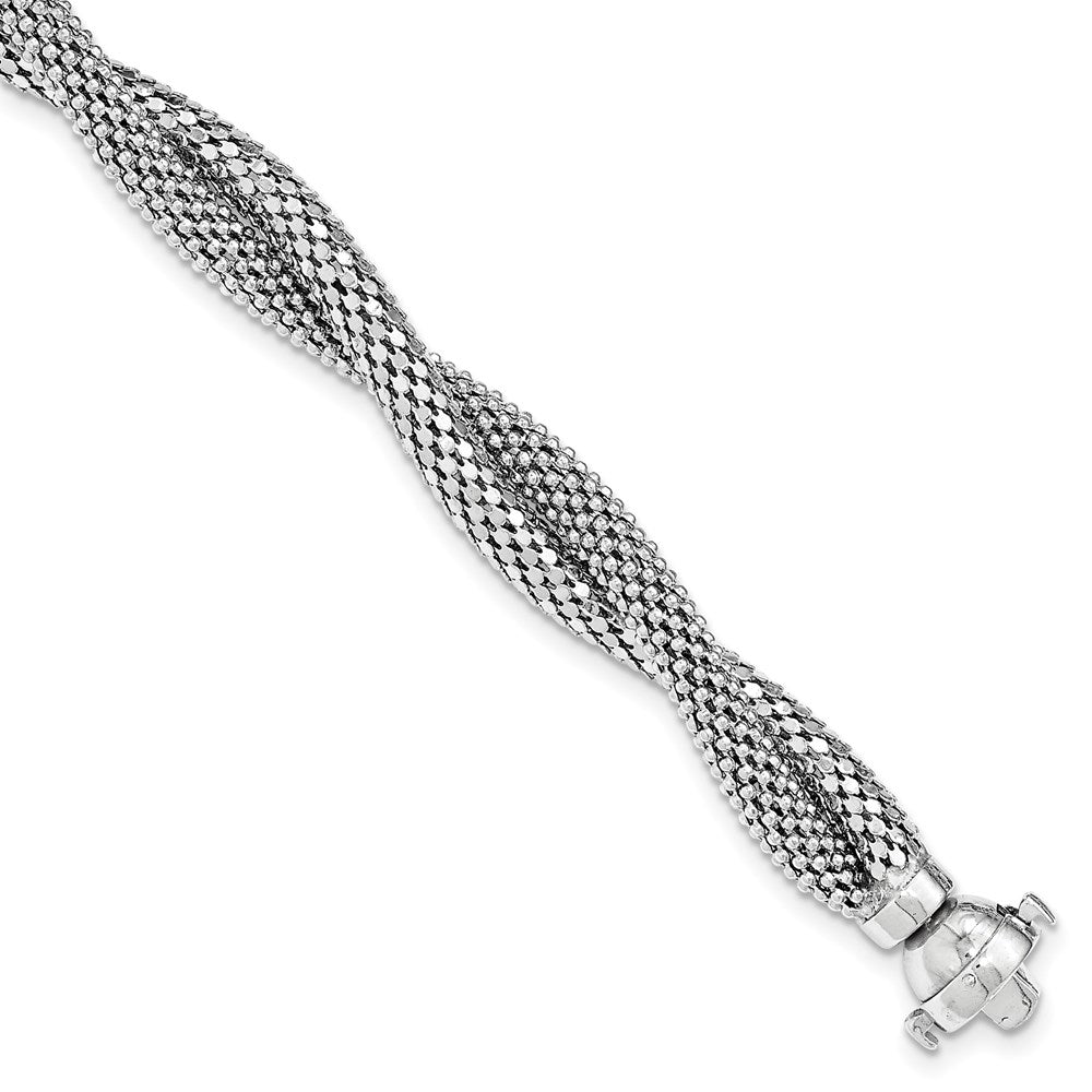 Sterling Silver Twisted Mesh Bracelet, 7.5 mm