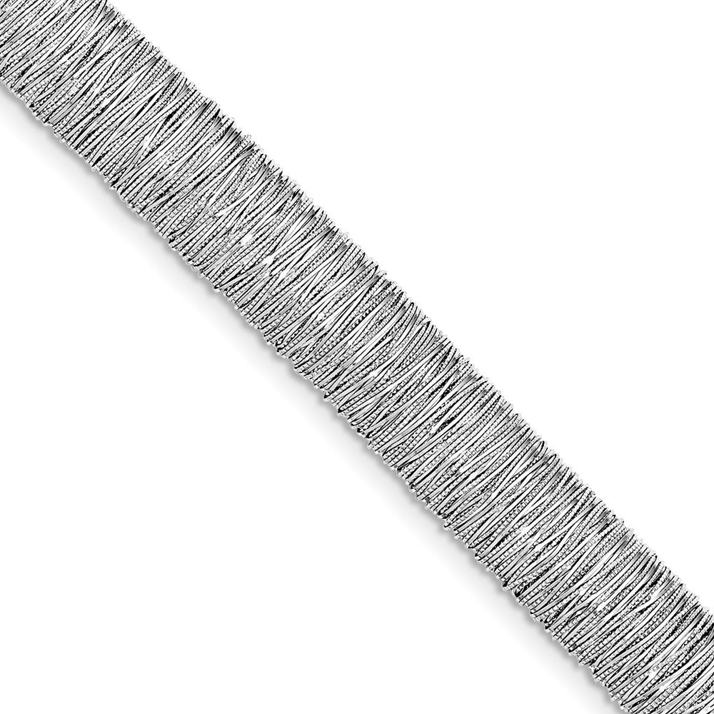 Sterling Silver Rhodium-plated Polished Fancy Domed Bracelet, 7.5 mm