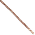 Sterling Silver Rose-tone Wire Mesh 6 Strand Bracelet, 7.5 mm