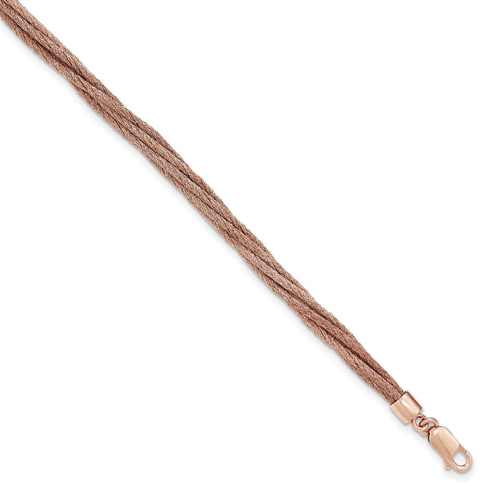 Sterling Silver Rose-tone Wire Mesh 6 Strand Bracelet, 7.5 mm