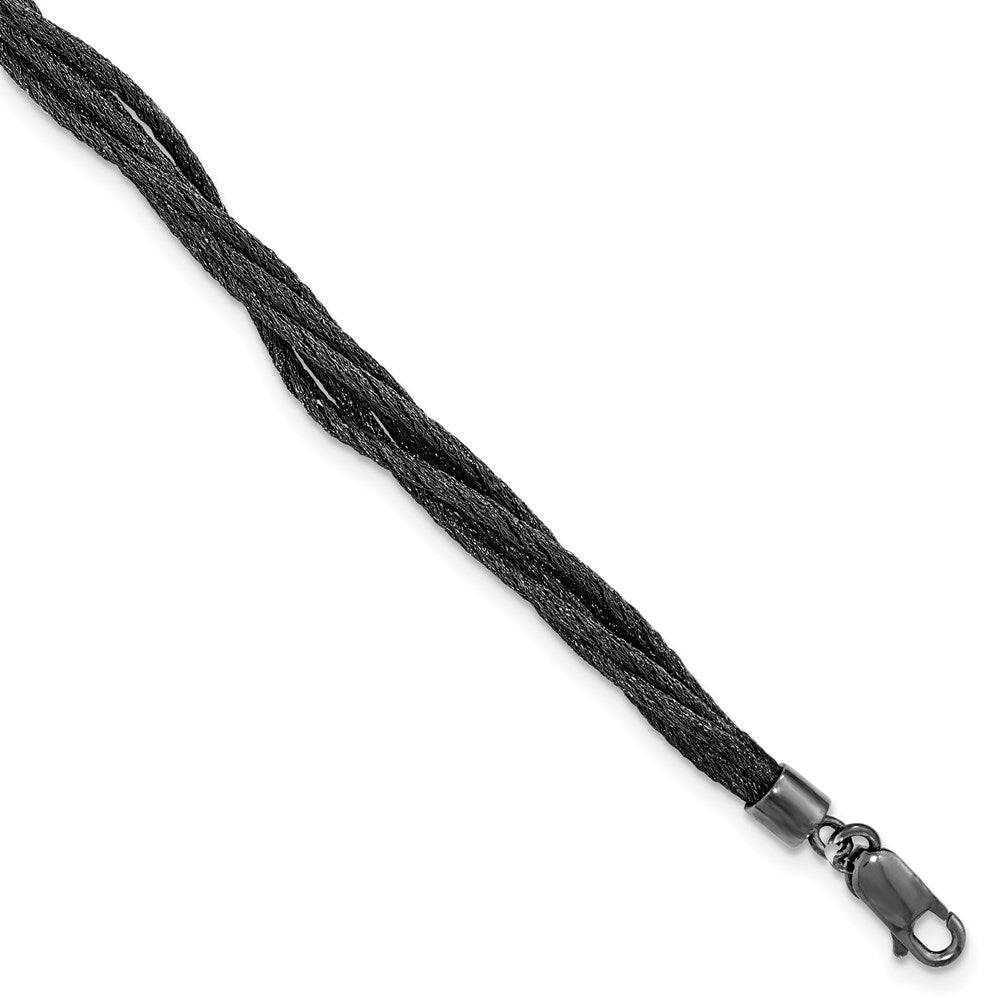 Sterling Silver Black Rhodium Wire Mesh 6 Strand Bracelet, 7.5 mm