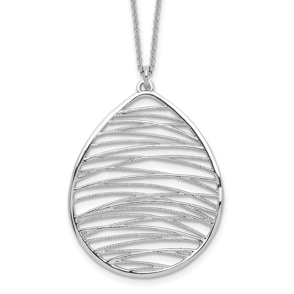Sterling Silver Rhodium-plated Polished w/ 1.75in Ext. Necklace, 18.25 x 35 mm