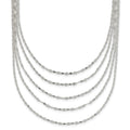 Sterling Silver 5 Strand Fancy Flat Link Necklace, 17 x 10 mm