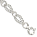 Sterling Silver Polished And Textured Link Bracelet, 8 mm, 11.43 g