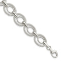 Sterling Silver Polished And Textured Link Bracelet, 8 mm, 11.25 g