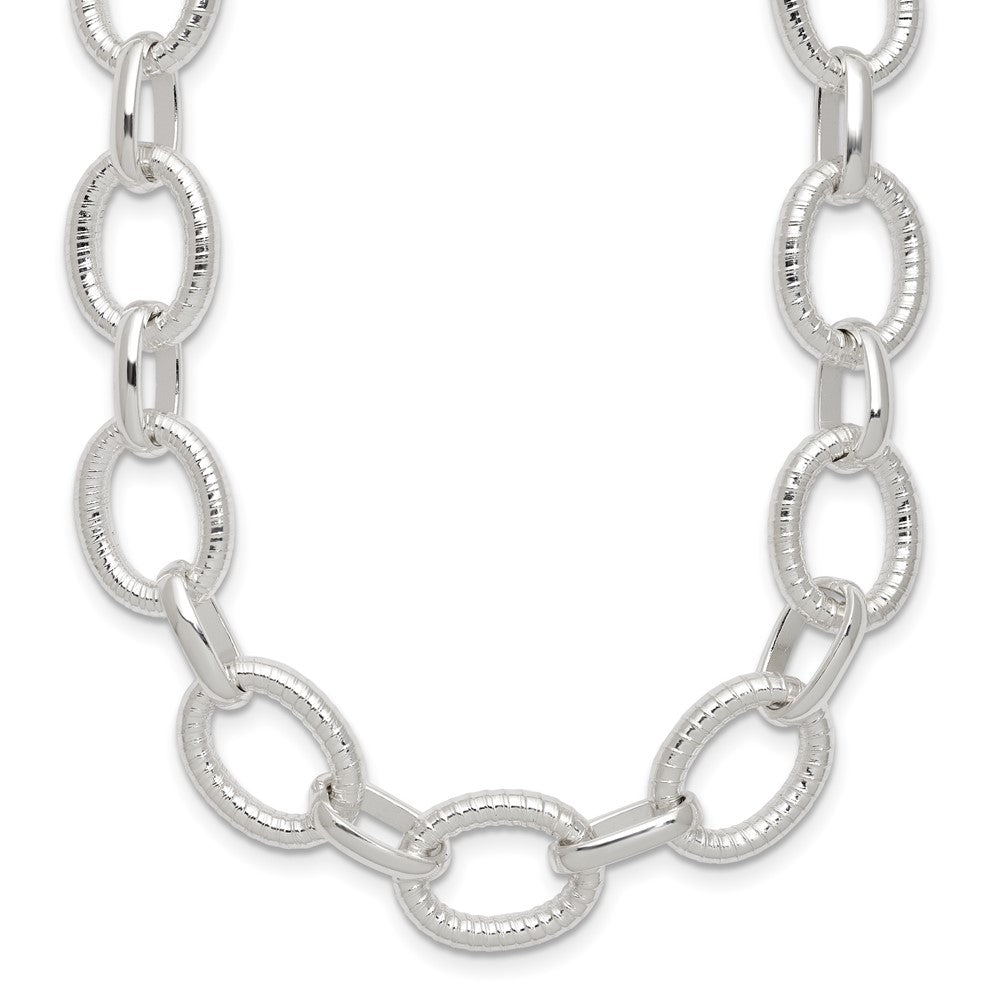 Sterling Silver Polished Fancy Link Necklace, 18 x 13 mm