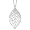 Sterling Silver Rhodium-plated Satin Cut-out Leaf Necklace, 18 mm
