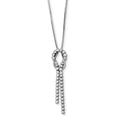 Sterling Silver Rhodium-plated CZ Knotted Snake Chain Necklace, 18 x 12 mm