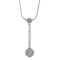Sterling Silver Rhodium-plated Polished CZ Dangle Necklace, 19 mm