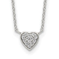 Sterling Silver Rhodium-plated Polished CZ Heart 16 inch Necklace, 16 x 9 mm